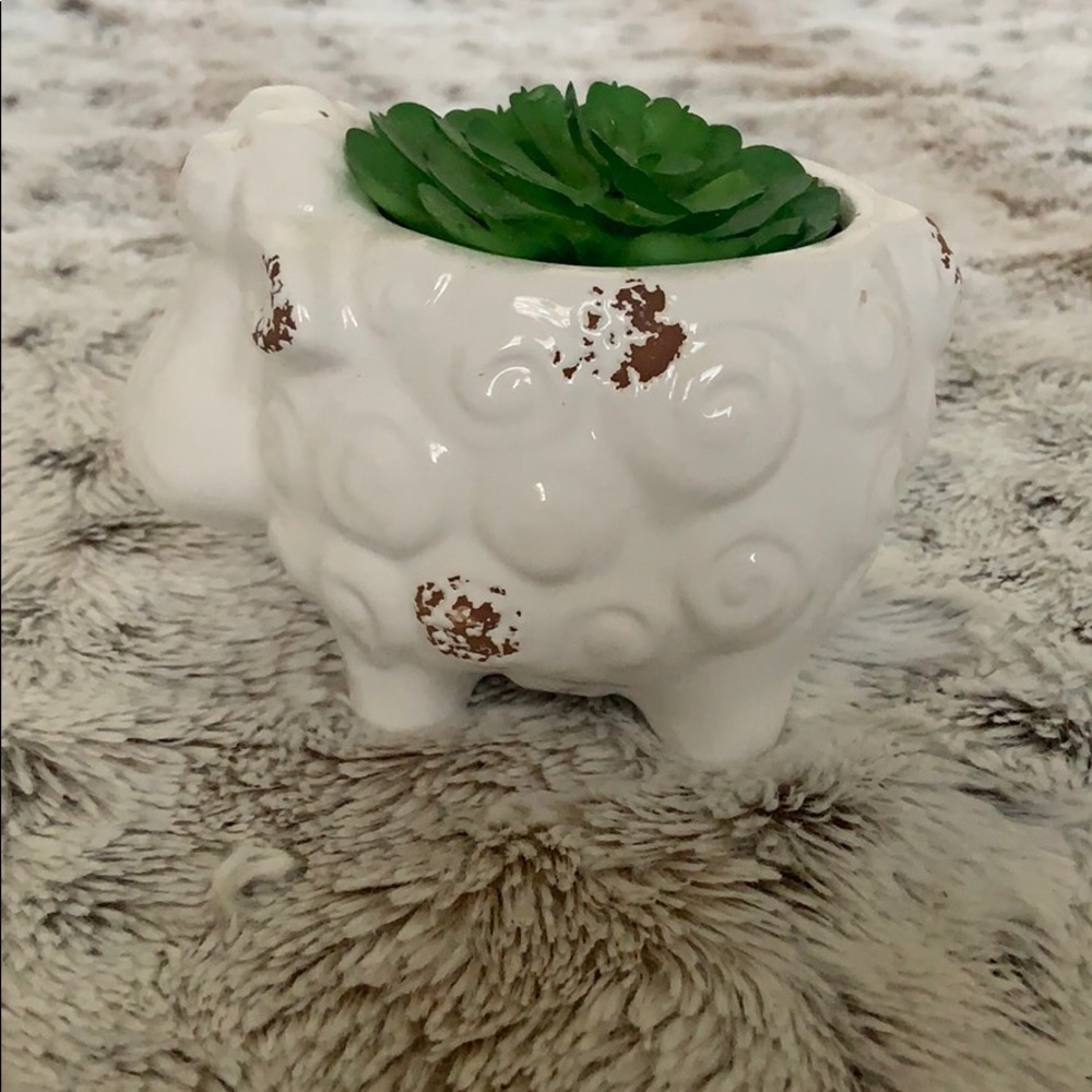 Decorative table top sheep fake plant.